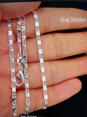 NEW! Beautiful Silver-Plated Starry Sky Nail Chain Clavicle Necklace ~ 24"long